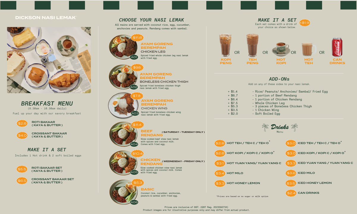 Dickson Nasi Lemak Menu