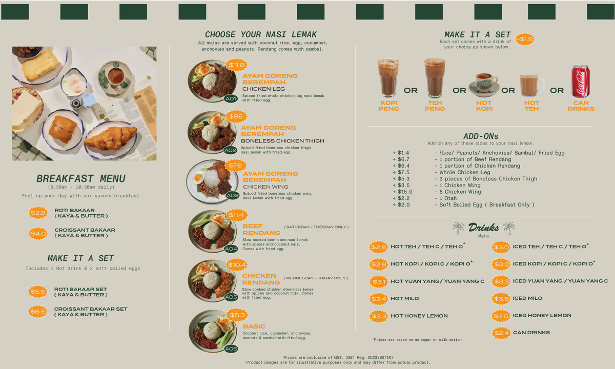DICKSON'S MENU – Dickson Nasi Lemak